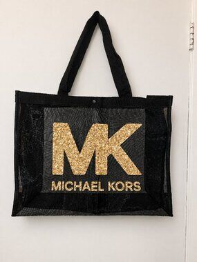 MK Michael Kors Black Mesh Tote Bag Shoulder Beach Shopping Bag